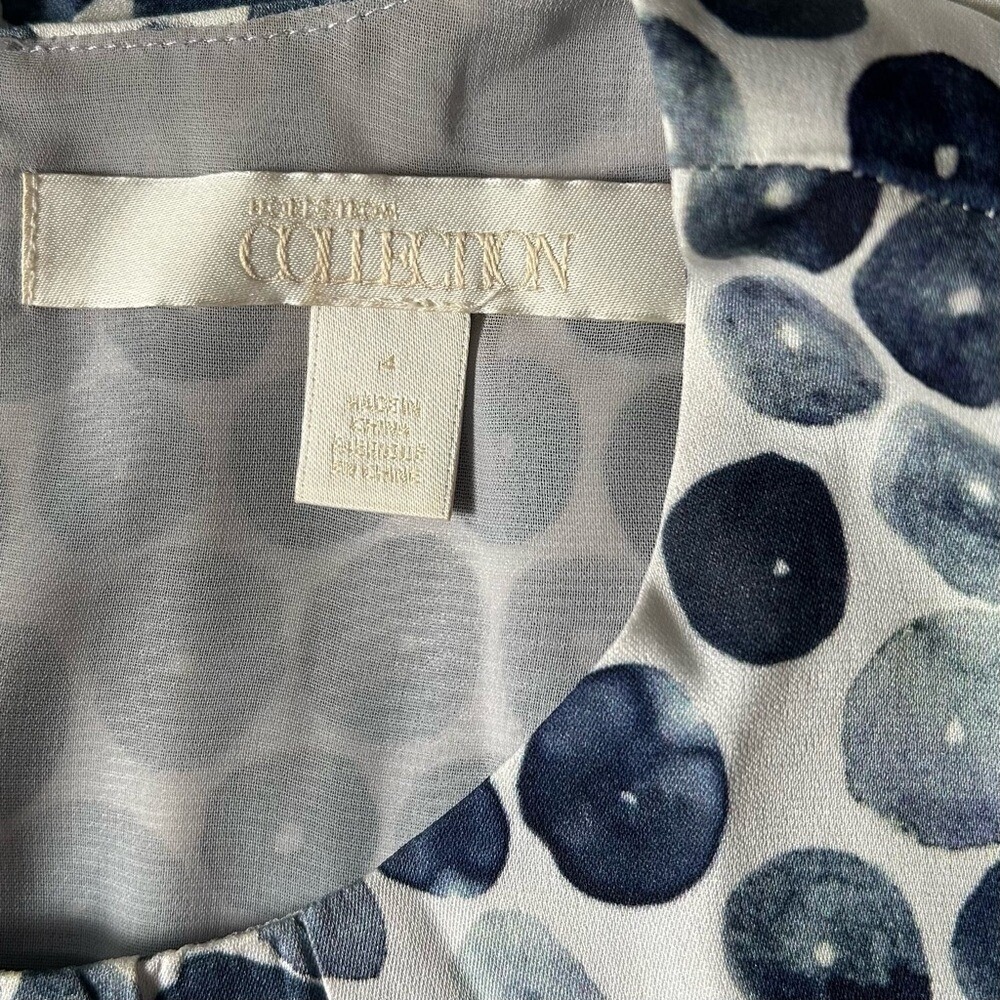 Nordstrom Collection Darlington Silk Blue Geometric Sheath Dress Pockets 4 - Picture 9 of 11